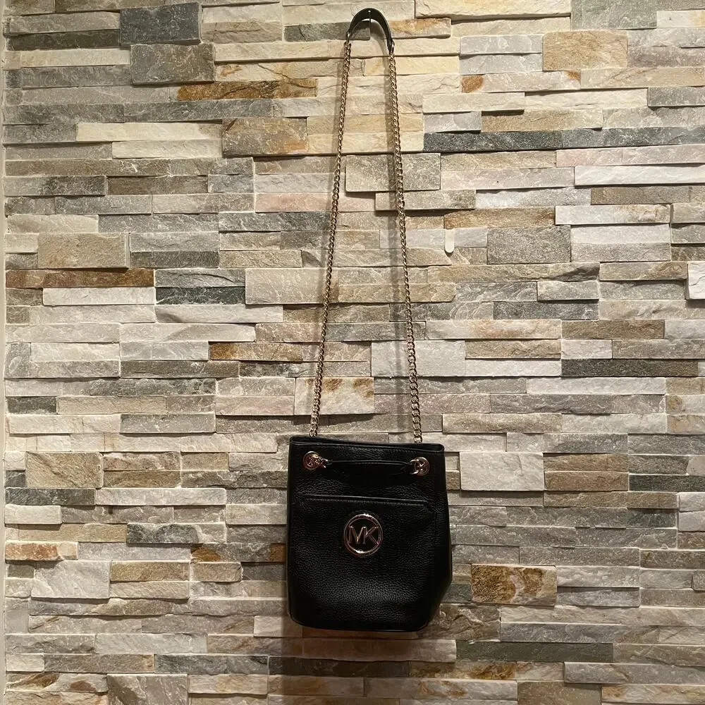 Michael Kors Samira Black Leather Crossbody Bag | Gold Chain Strap $360 NWOT - Picture 9 of 10